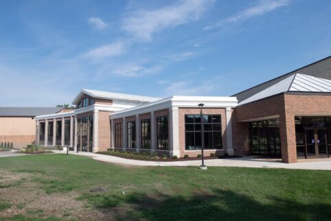 Initiatives(图2) The outside of the completed Dow Recreation and Wellness Center.